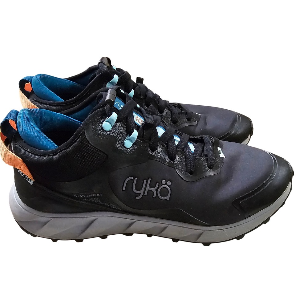 Ryka Apex Trek‎ Weatherproof Hiking Sneakers Black Teal W9 Gorpcore WORN ONCE
